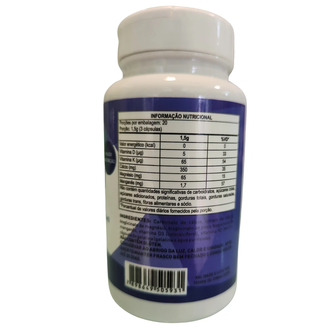 OstCálcio - magnésio, zinco. manganês, vitaminas D3 e K2 Equilíbrio — verso