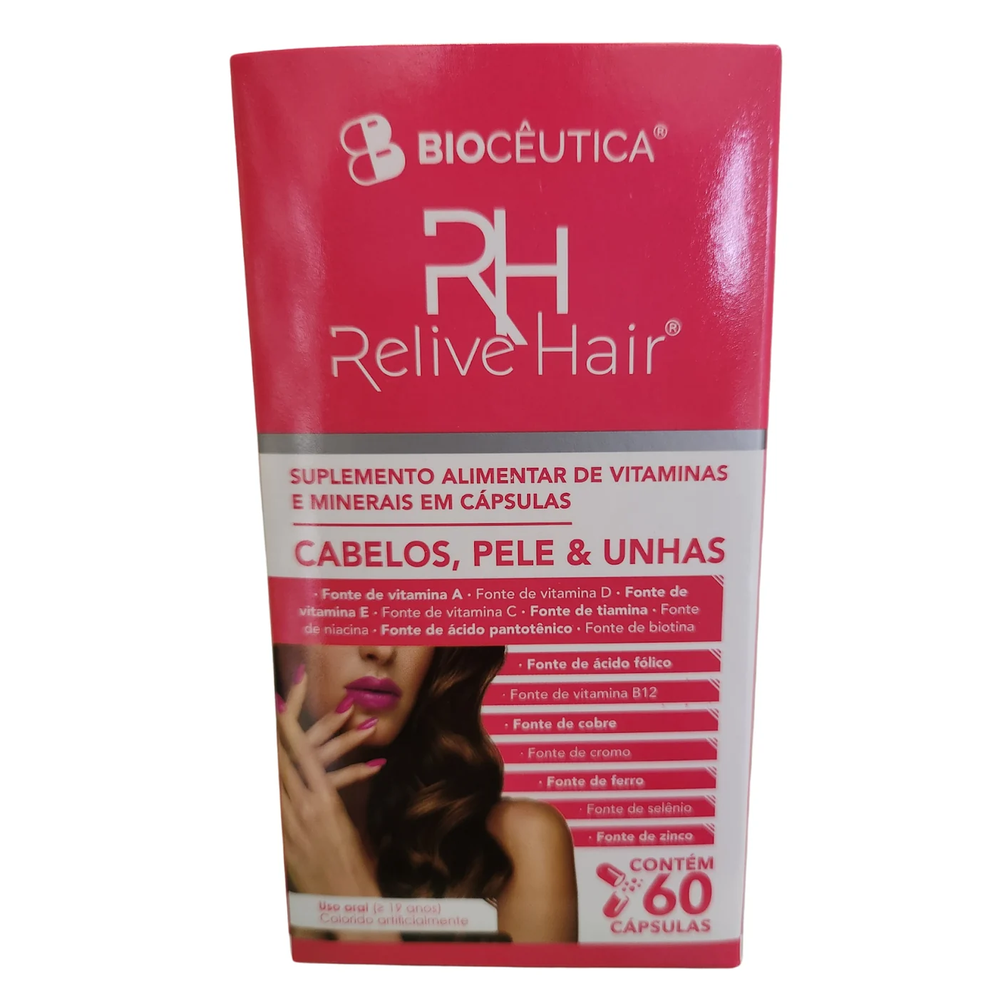 Reliver Hair Cabelo Pele e Unha 60 Cápsulas Biocêutica — frente