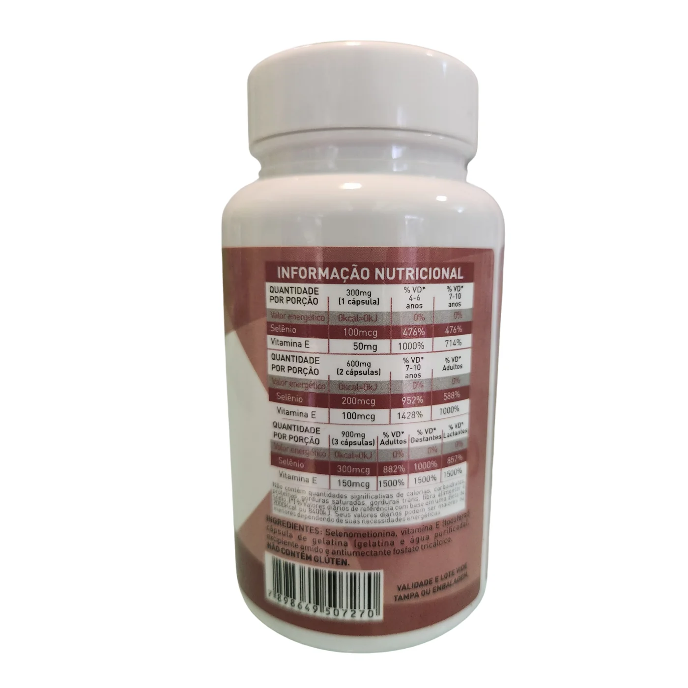 Selênio Quelado 240mg 60 cápsulas Equilibrio Vital — verso