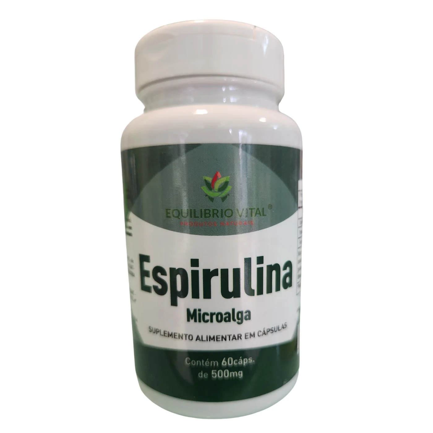 Spirulina 320mg 60 Cápsulas Equilíbrio Vital — frente