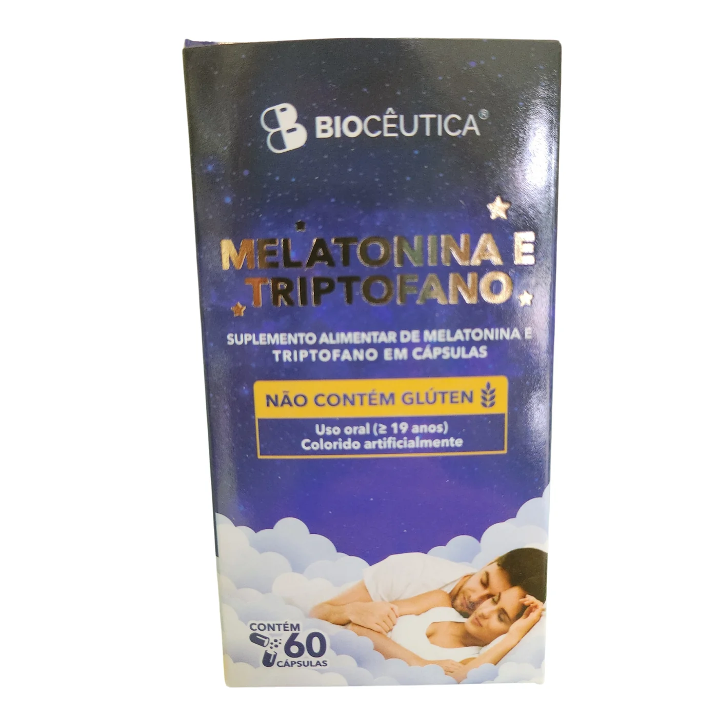 Triptofano + Melatonina 60 Cápsulas 500mg Biocêutica — frente