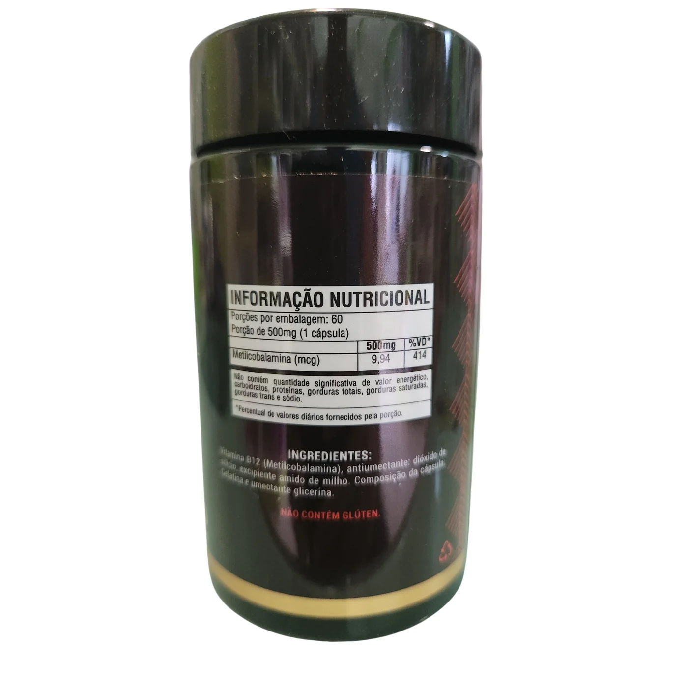 Vitamina B12 60 cápsulas Equilíbrio — verso