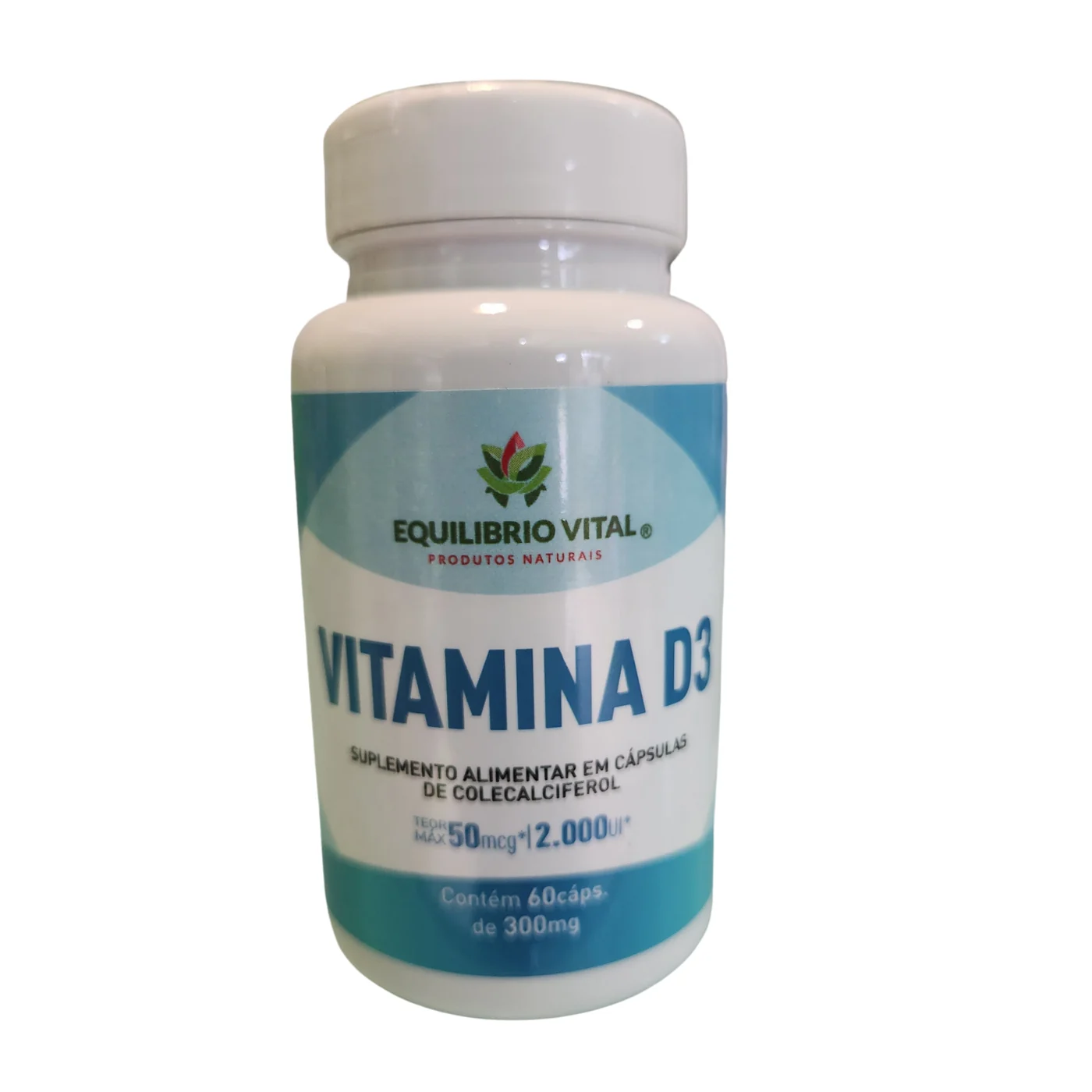 Vitamina D3 60 Cápsulas 300mg Equilibrio Vital — frente