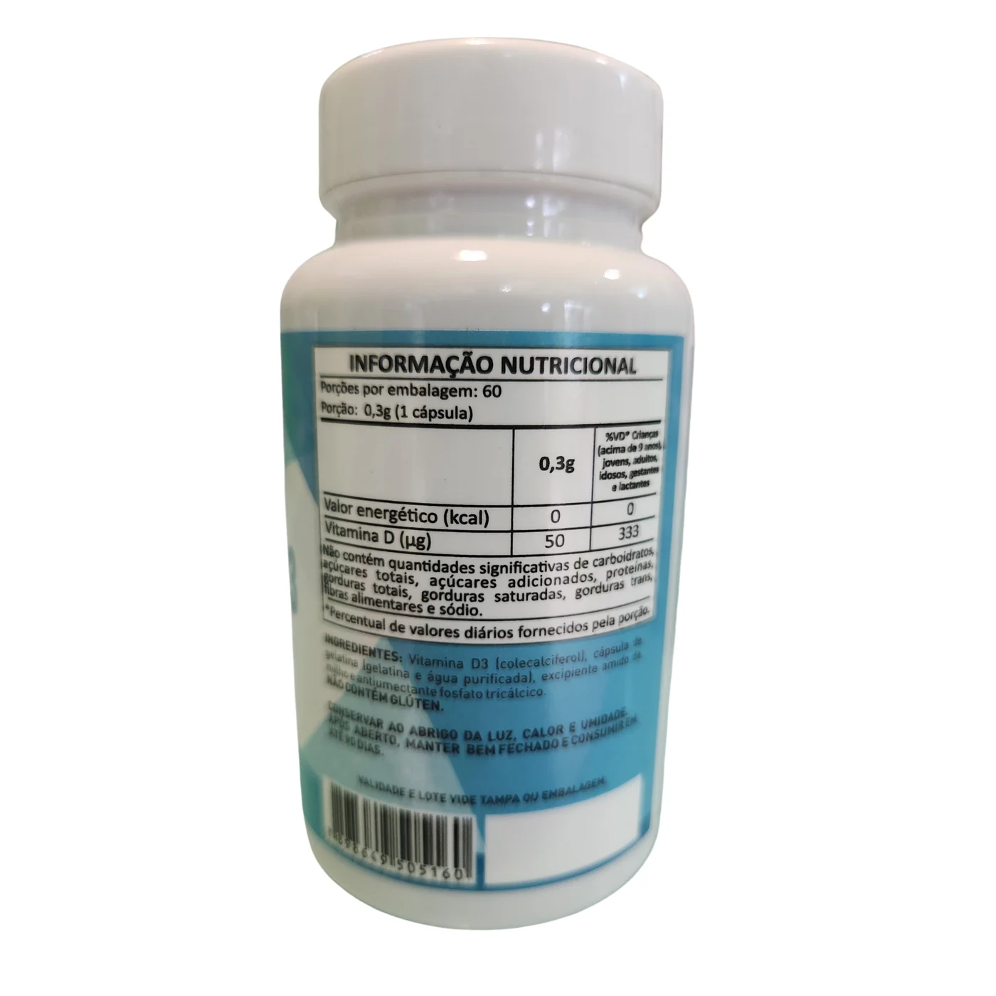 Vitamina D3 60 Cápsulas 300mg Equilibrio Vital — verso