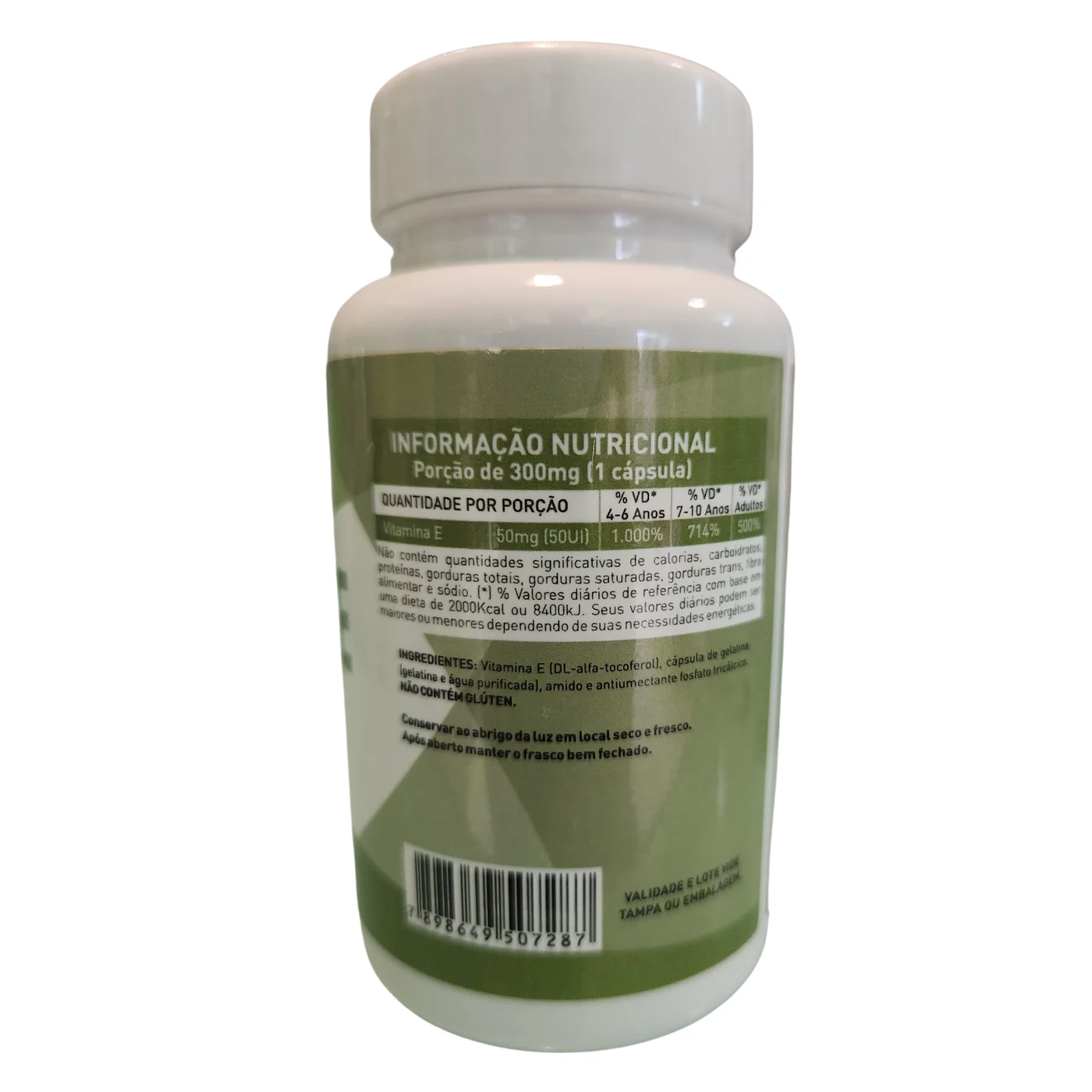 Vitamina E 240mg 60 cápsulas Equilíbrio Vital — verso